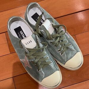 Golden Goose Green and Cream Sneakers